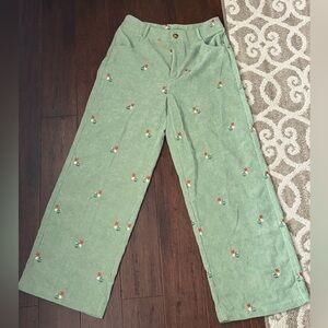 Cider Green Floral Pants-never worn